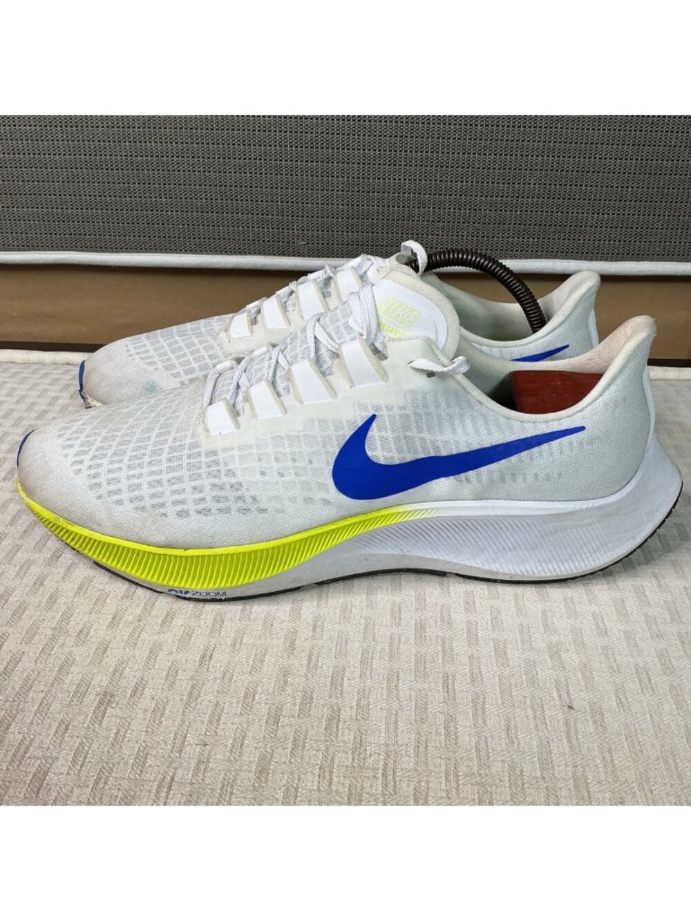 Nike Zoom Pegasus 37 White/Blue/Yellow Running Shoes Size 13 Men's Lightweight